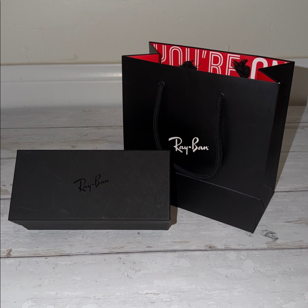 Ray-Ban Black and Red Branded Gift Bag with Empty Black Sunglasses gift Box